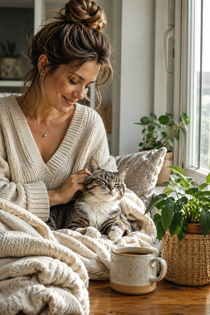 Cozy Cat Morning: AI Me & My Pet photo effect example 2
