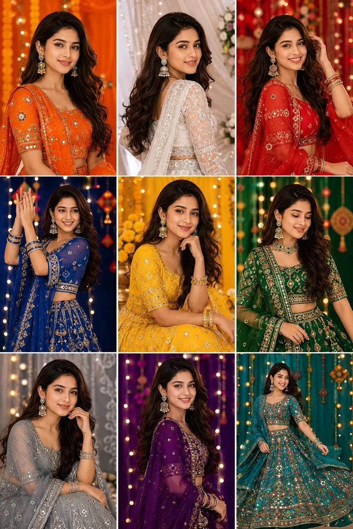 Nine Colours Grid: AI Navratri photo effect