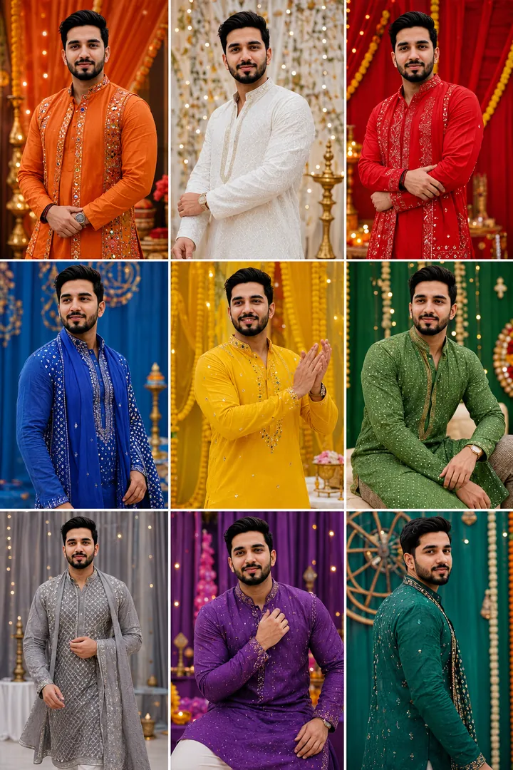 Nine Colours Grid: AI Navratri photo effect example 2