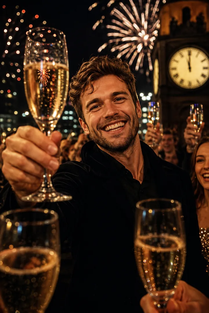 Champagne Toast at Midnight: AI New Year's Eve photo effect
