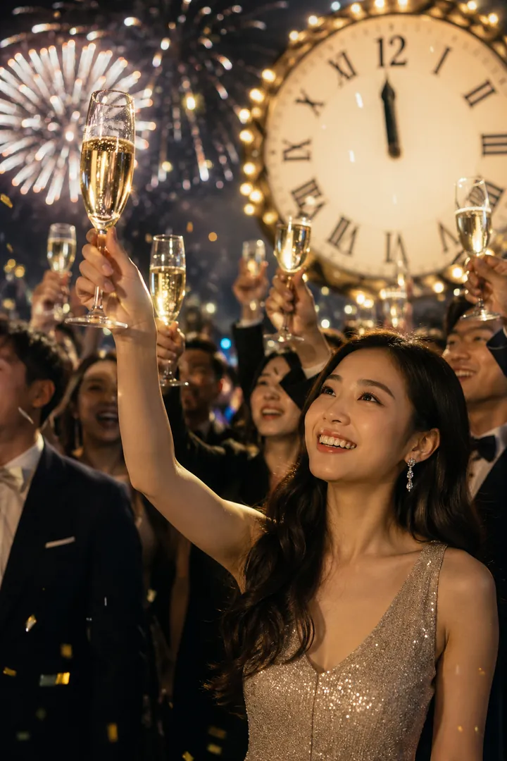 Champagne Toast at Midnight: AI New Year's Eve photo effect example 2