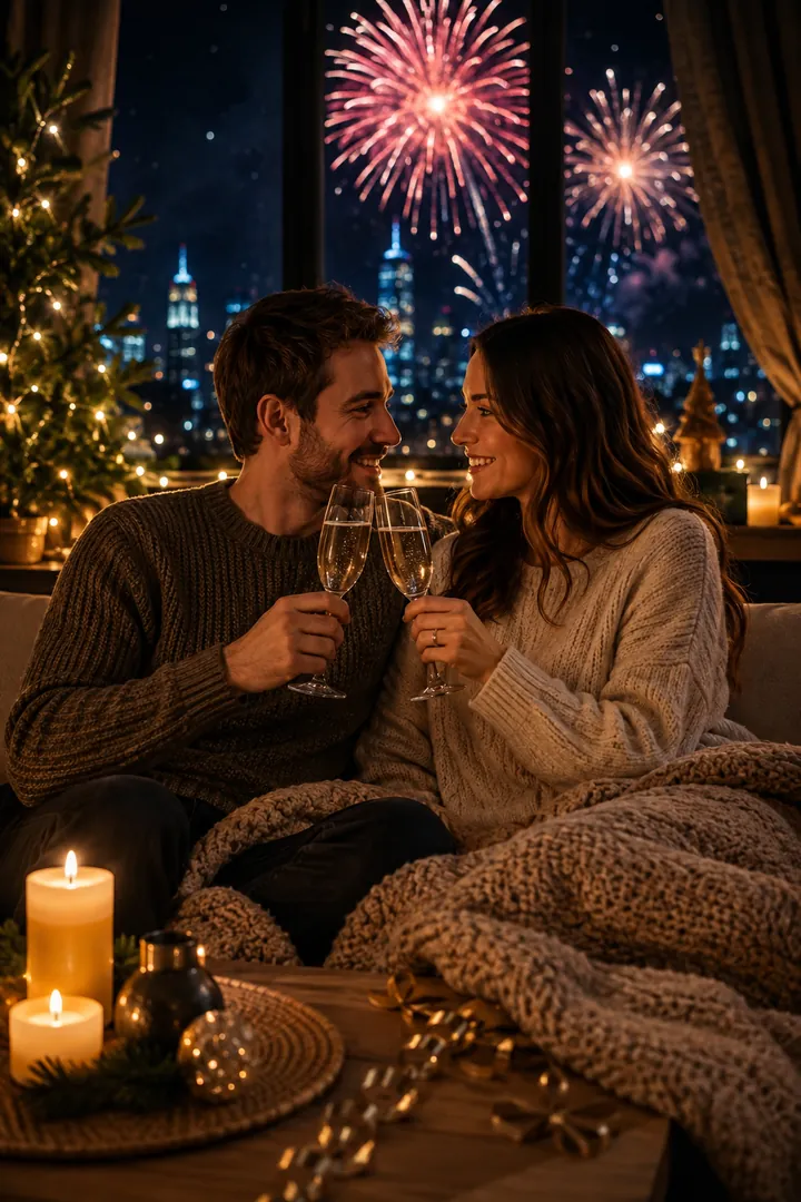 Cozy New Year's Eve at Home: AI New Year's Eve photo effect example 2