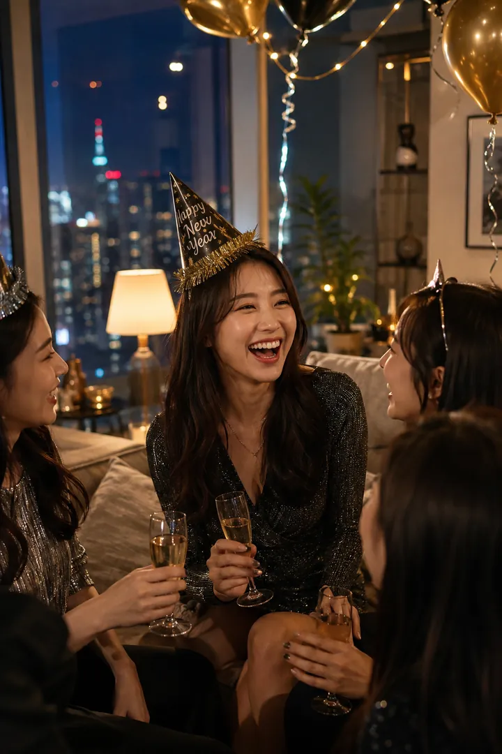 Friends New Year's Celebration: AI New Year's Eve photo effect