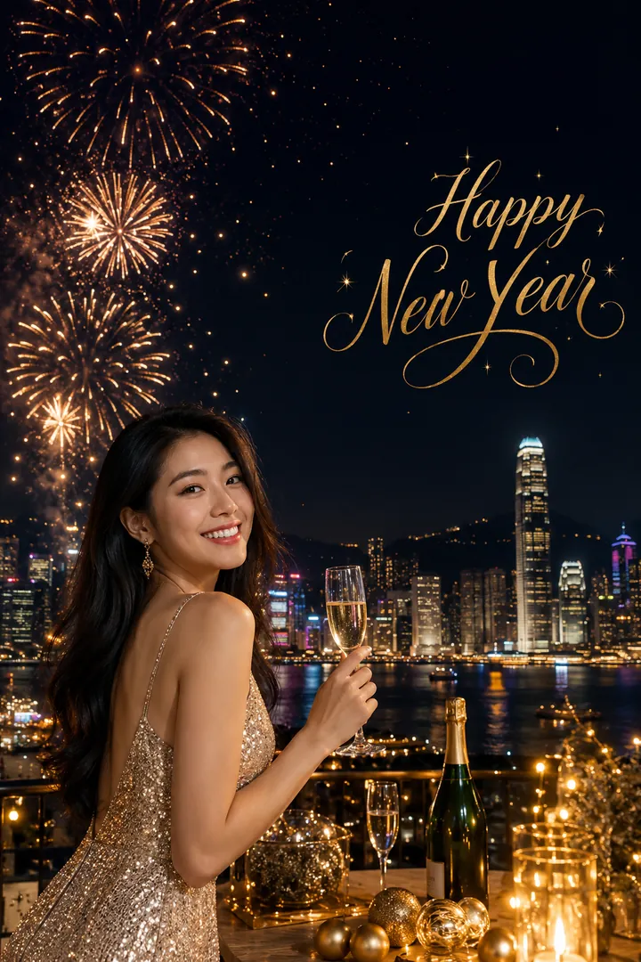 Happy New Year Greeting: AI New Year's Eve photo effect