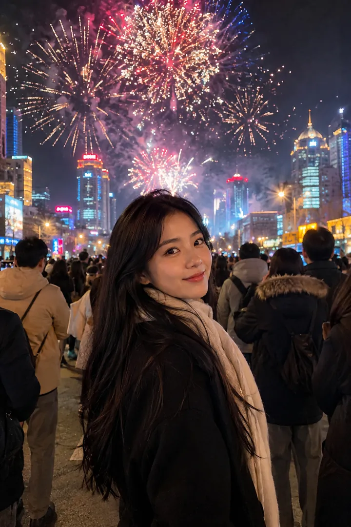 Midnight Fireworks: AI New Year's Eve photo effect example 2