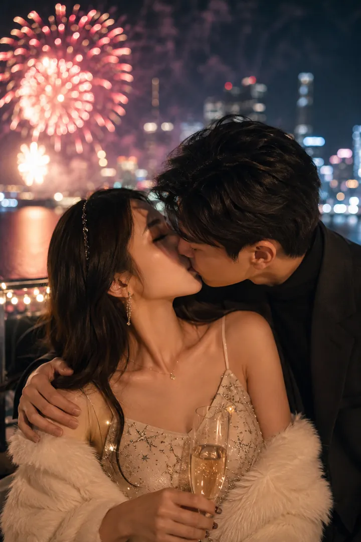 Midnight Kiss: AI New Year's Eve photo effect example 2