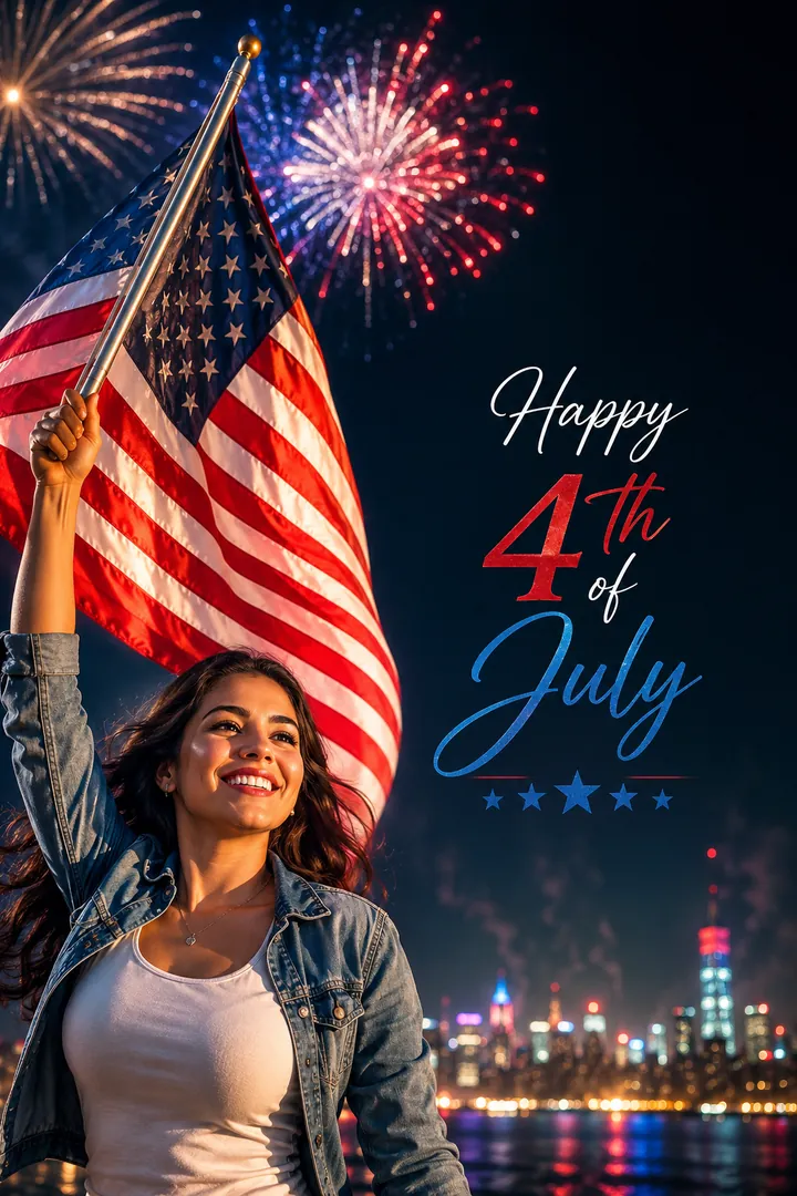 Independence Day Greeting: AI Patriotic USA photo effect example 2