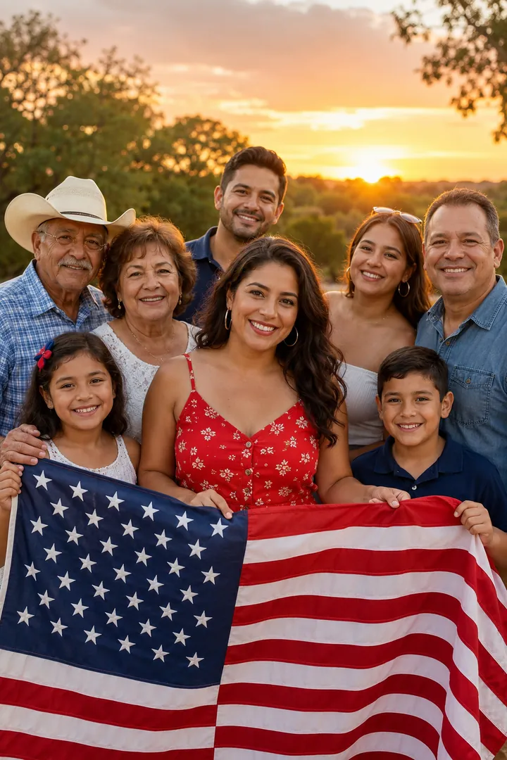 Family with American Flag: AI Patriotic USA photo effect example 2