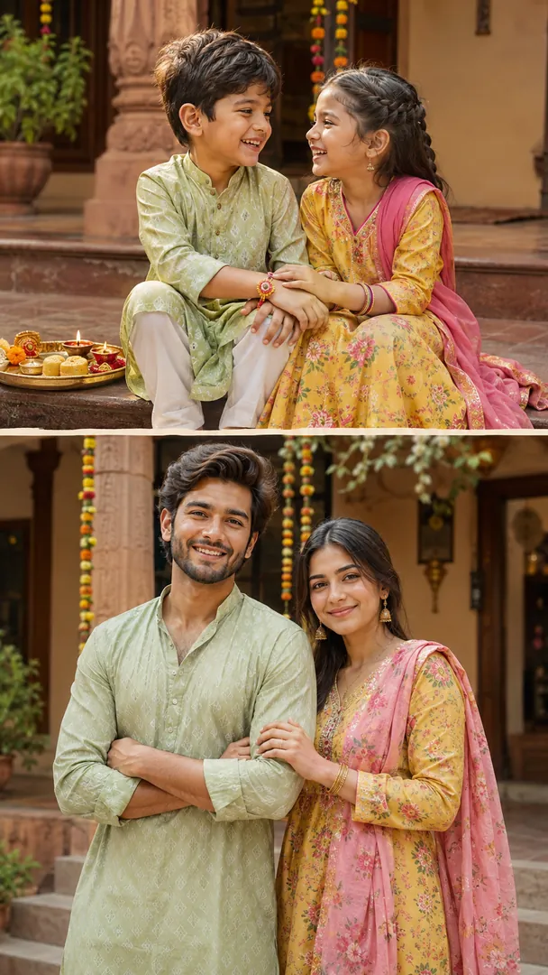 Then & Now Siblings: AI Raksha Bandhan photo effect
