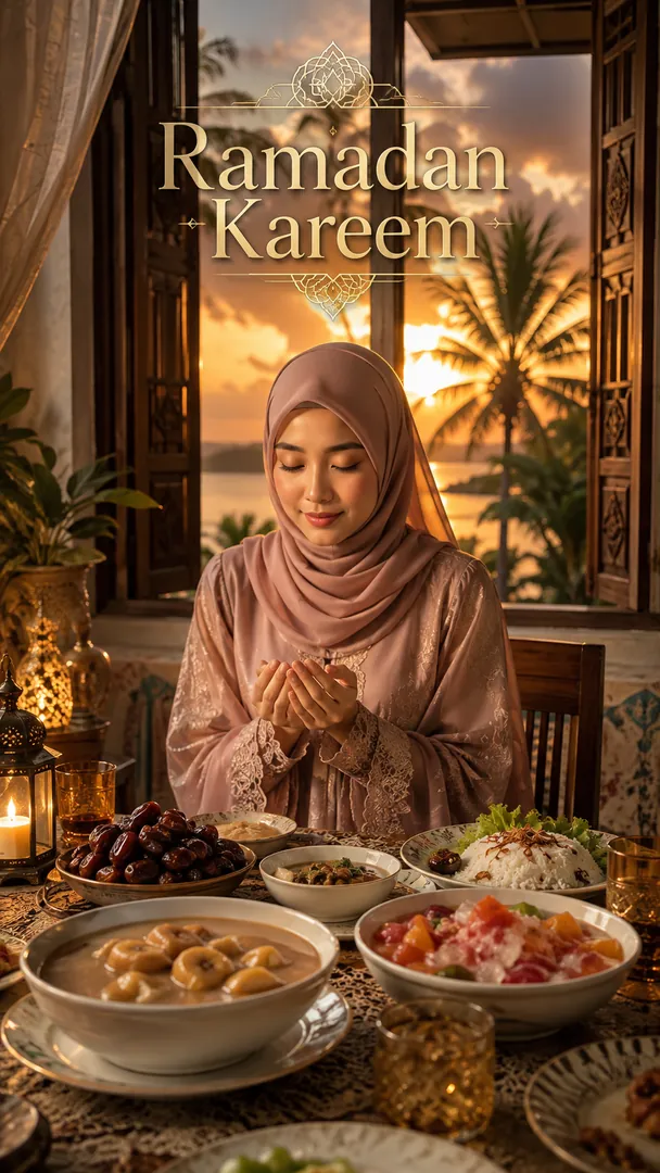 Sunset Iftar Table: AI Ramadan photo effect