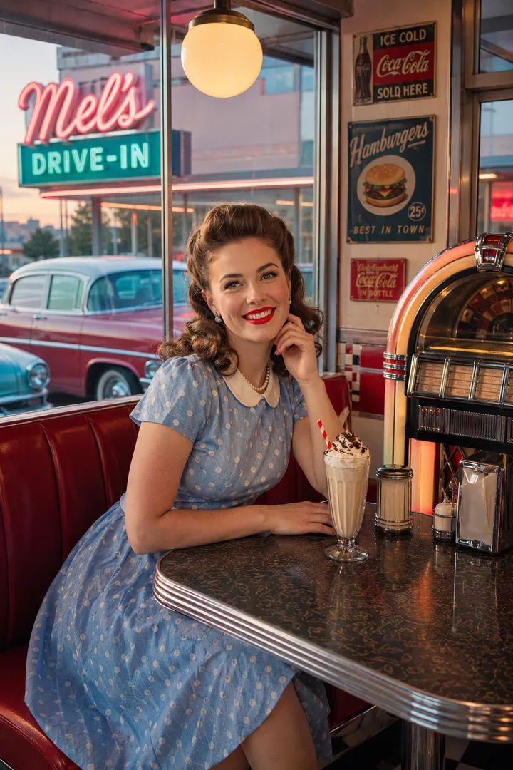 1950s American Diner: AI Retro & Vintage Decades photo effect