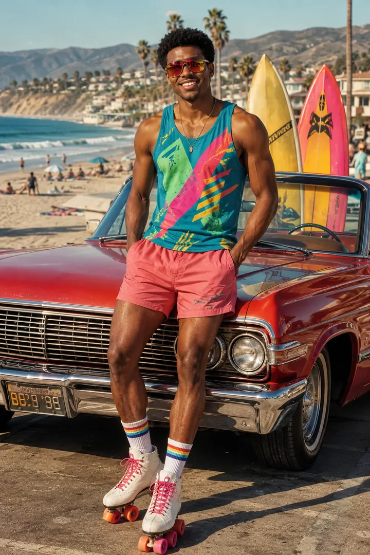 1980s California Beach: AI Retro & Vintage Decades photo effect