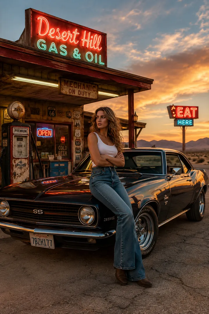 Classic American Muscle Cars: AI Retro & Vintage Decades photo effect example 2