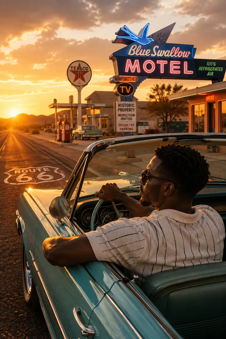 Old Route 66 America: AI Retro & Vintage Decades photo effect