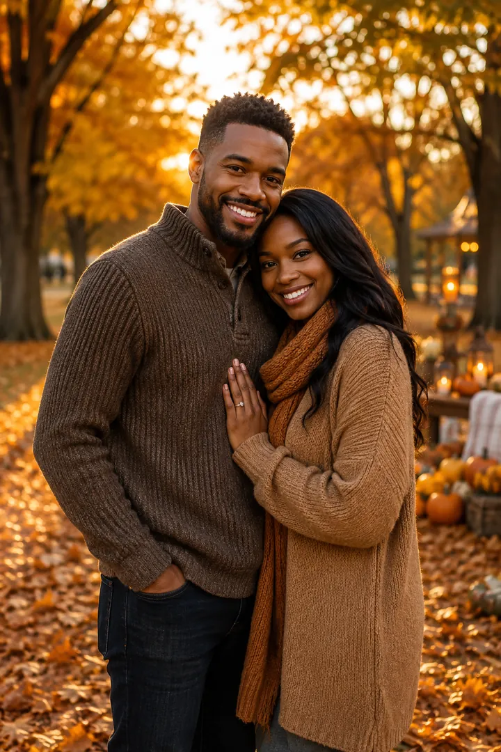 Thanksgiving Couple Portrait: AI Thanksgiving photo effect