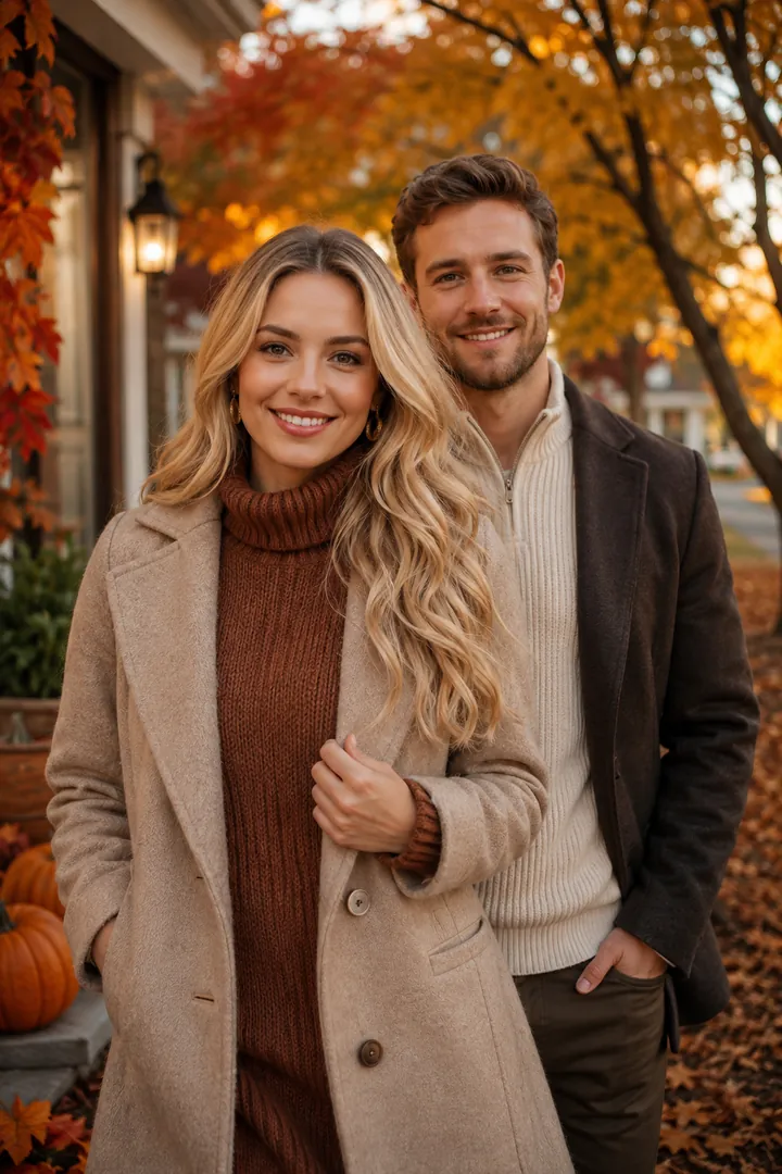 Thanksgiving Couple Portrait: AI Thanksgiving photo effect example 2