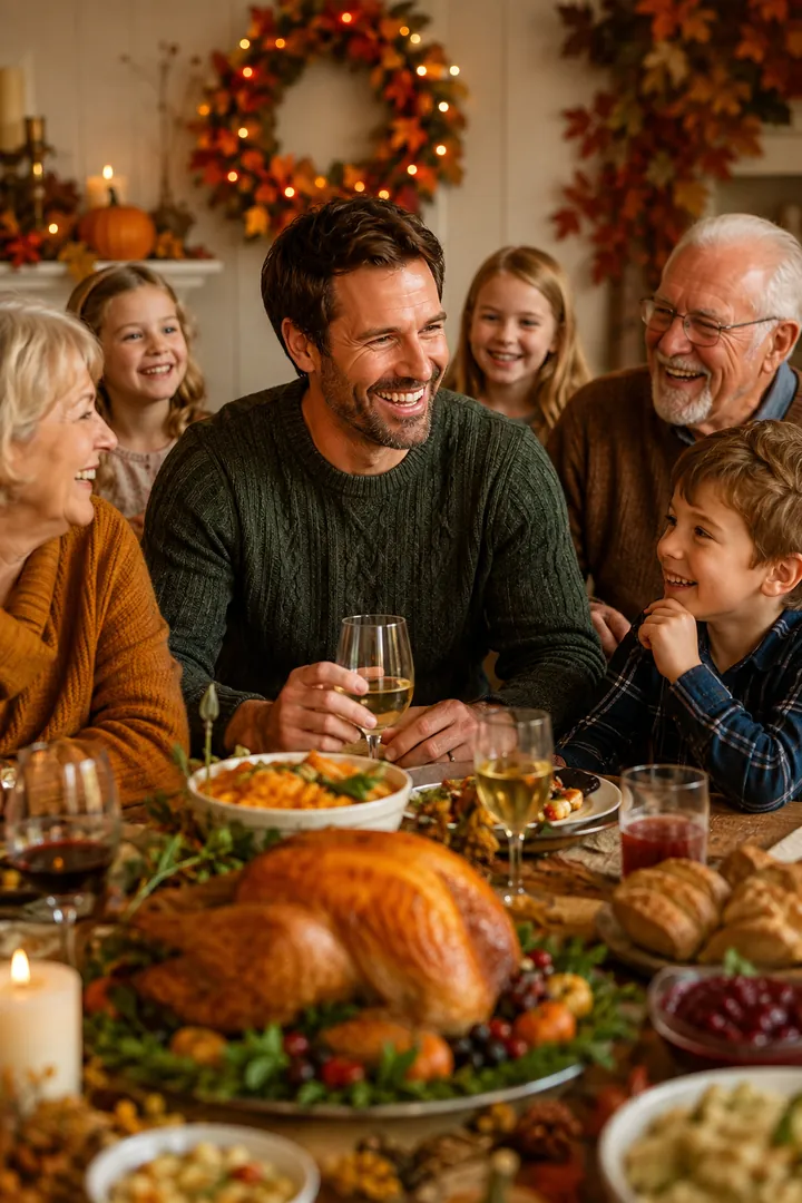 Thanksgiving Family Gathering: AI Thanksgiving photo effect example 2
