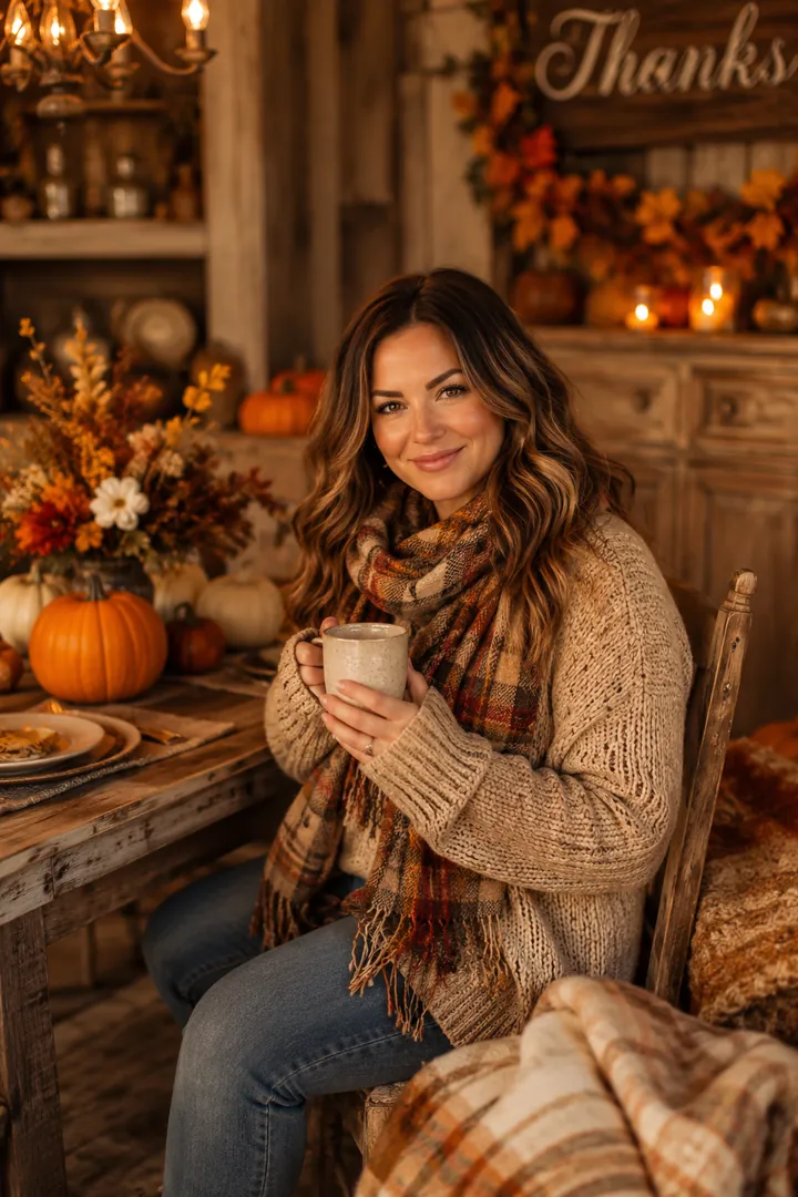 Rustic Farmhouse Thanksgiving: AI Thanksgiving photo effect