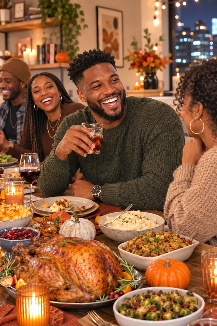 Friendsgiving: AI Thanksgiving photo effect example 2