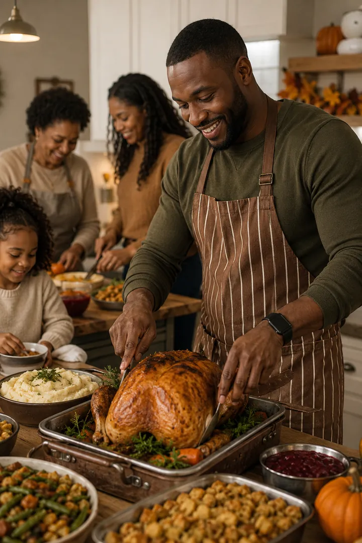 Grandma's Thanksgiving Kitchen: AI Thanksgiving photo effect example 2