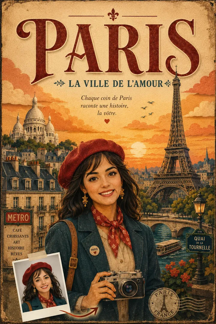 Vintage City Poster — AI photo example
