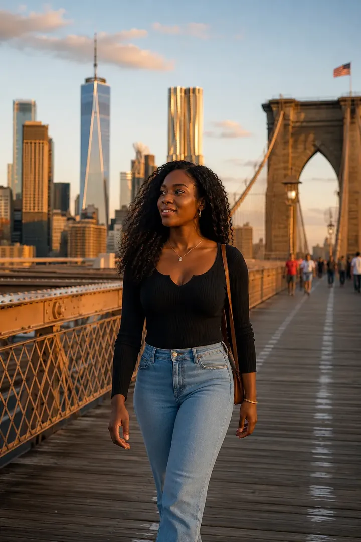 Brooklyn Bridge Sunset: AI World Cities & Landmarks photo effect