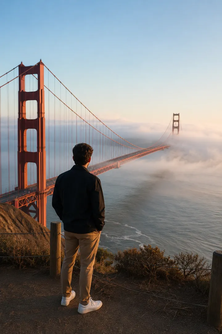 Golden Gate Bridge: AI World Cities & Landmarks photo effect example 2
