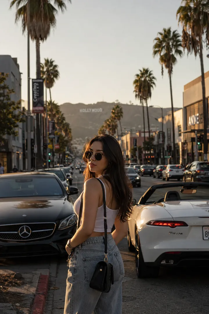 Los Angeles Boulevard: AI World Cities & Landmarks photo effect example 2
