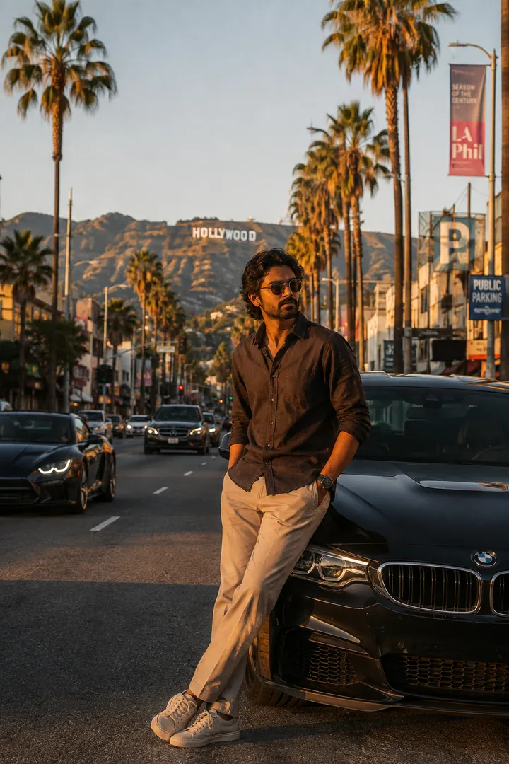 Los Angeles Boulevard: AI World Cities & Landmarks photo effect
