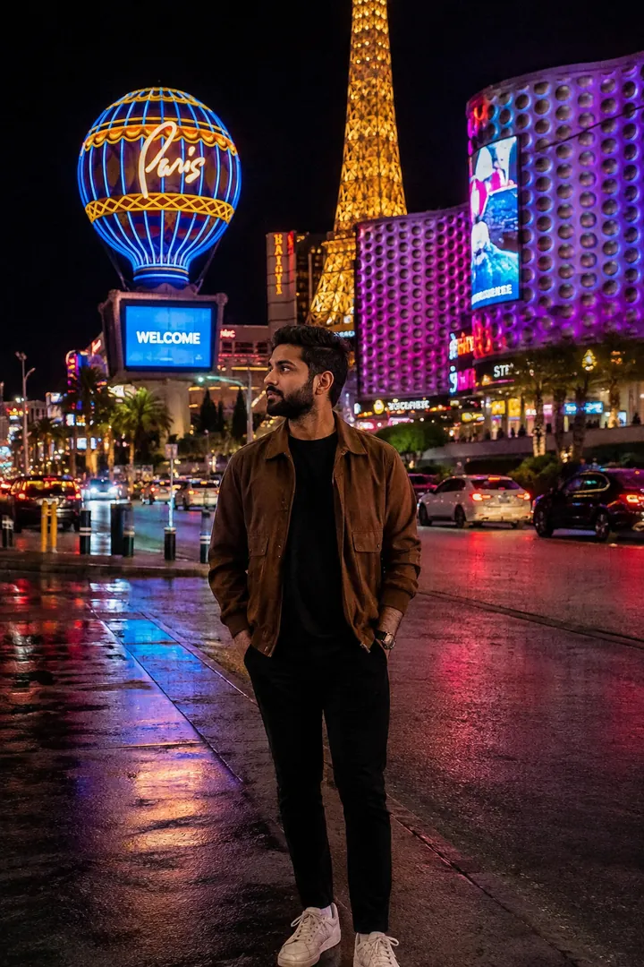 Las Vegas Neon Nights: AI World Cities & Landmarks photo effect example 2