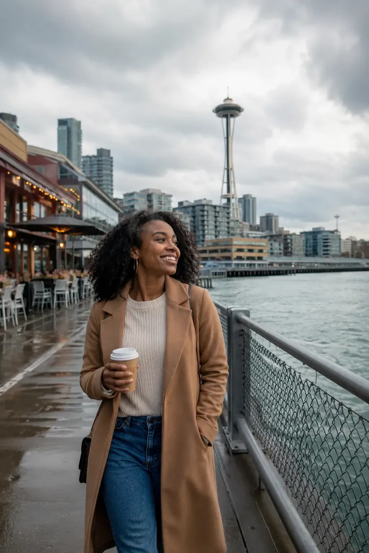 Seattle Waterfront: AI World Cities & Landmarks photo effect example 2