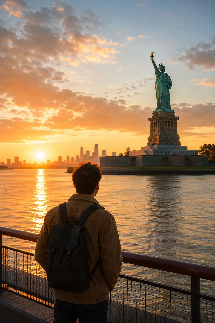 Statue of Liberty Sunrise: AI World Cities & Landmarks photo effect example 2