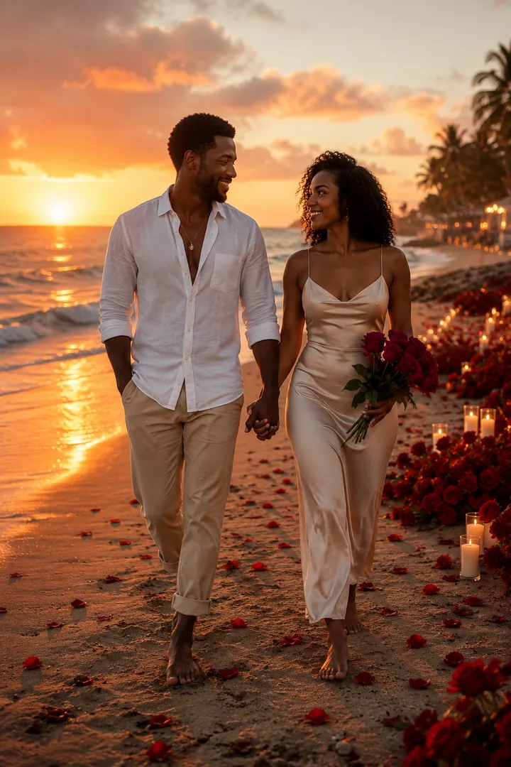 Beachside Romance: AI Valentine's Day photo effect example 2
