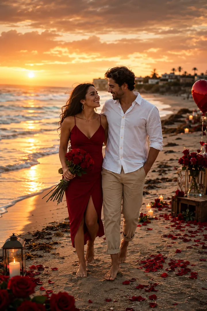 Beachside Romance: AI Valentine's Day photo effect