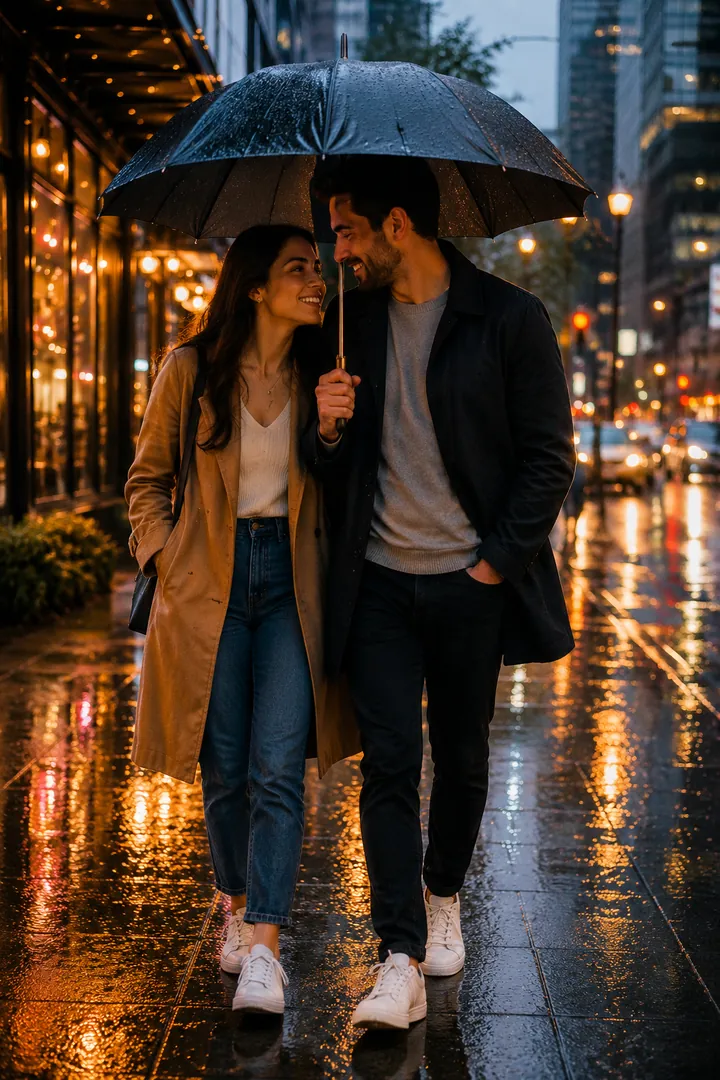 Rainy Day Romance: AI Valentine's Day photo effect example 2