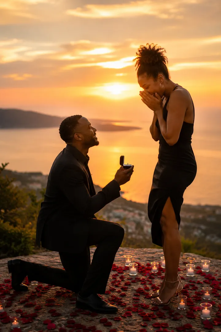 Sunset Proposal: AI Valentine's Day photo effect