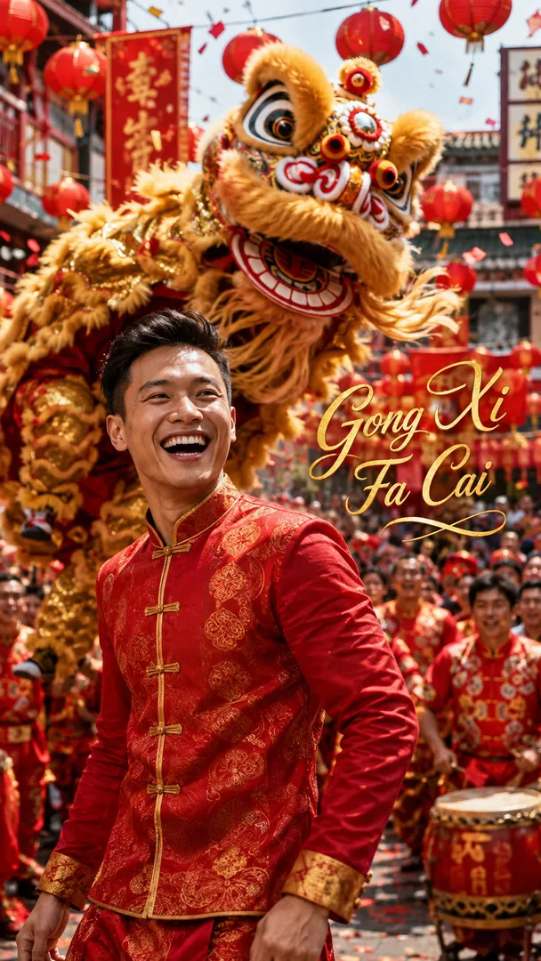 Barongsai Lion Dance: AI Waisak & Imlek Celebrations photo effect