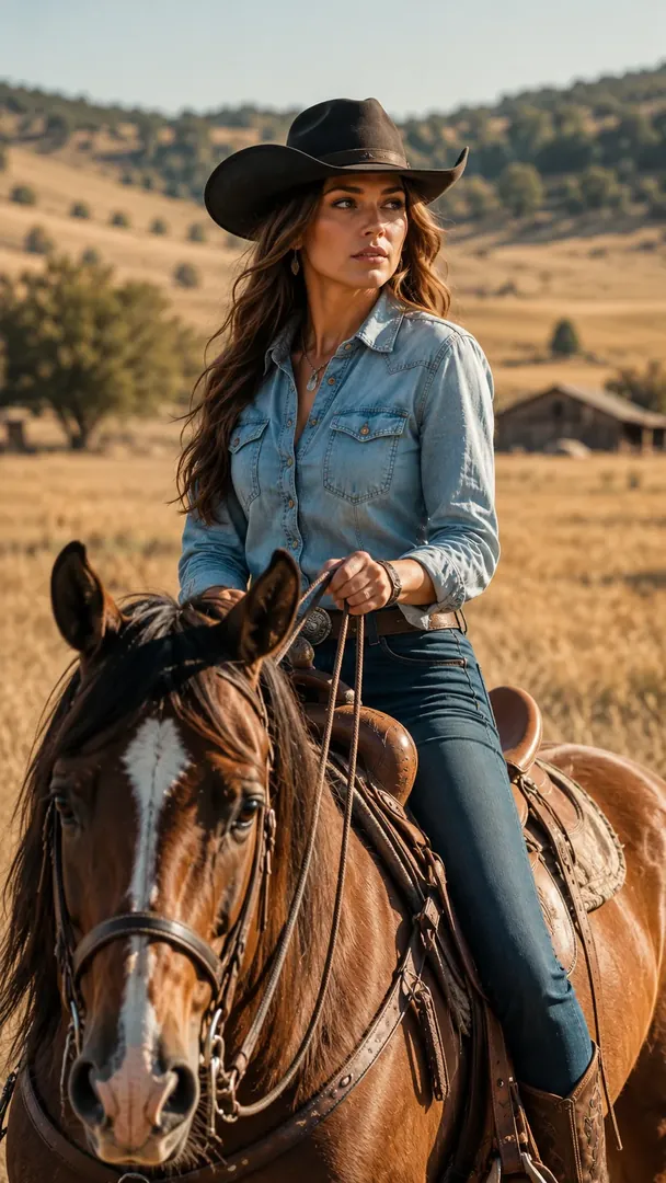 Cowgirl on the Ranch: AI Western Cowboy photo effect example 2