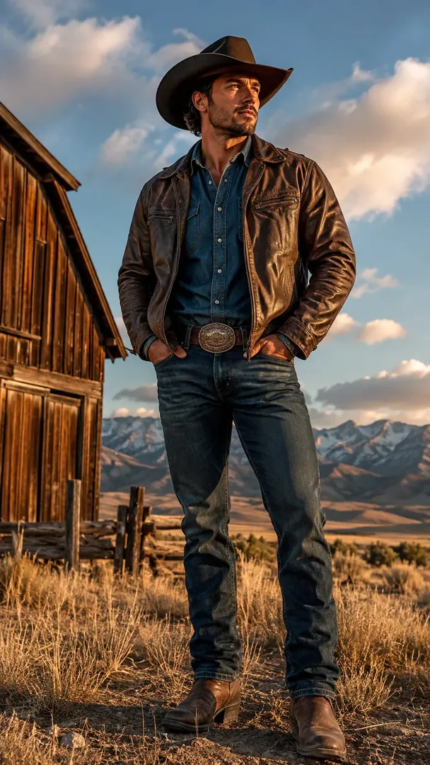 Western Fashion Portrait: AI Western Cowboy photo effect example 2
