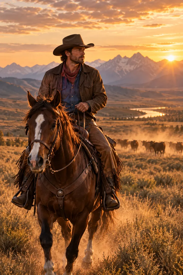 Cowboy on Horseback: AI Western Cowboy photo effect