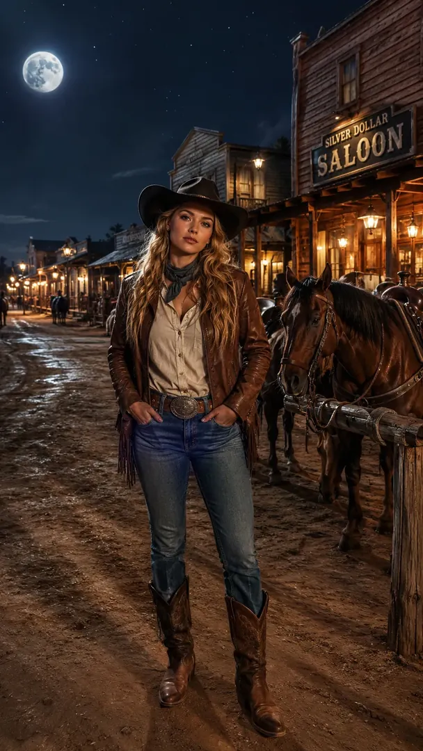 Moonlit Wild West: AI Western Cowboy photo effect